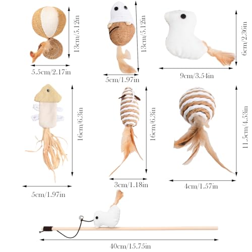 6st Interactieve Kattenspeelgoed, Kattenstok, Kattenspeelgoed Kitten, Kat Accessoires met Veren, Kattenspeelgoed voor Binnenkatten, Kattenspeelgoed Stick met Bell, Intelligente Speelgoed voor