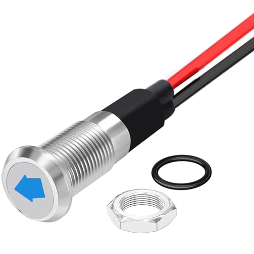 12-24 V 8 mm DC LED-indicator Metalen LED-indicatorlamp 12 V voor bestelwagen, boot en andere universele voertuigen (blauw)