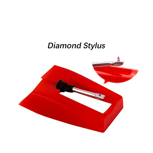 2 stuks draaitafel Naald Turntable Naalden Recordspeler Stylus Vervanging Sapphire Diamond Platinum Vinyl voor Record Player Vinyl (Red) 3