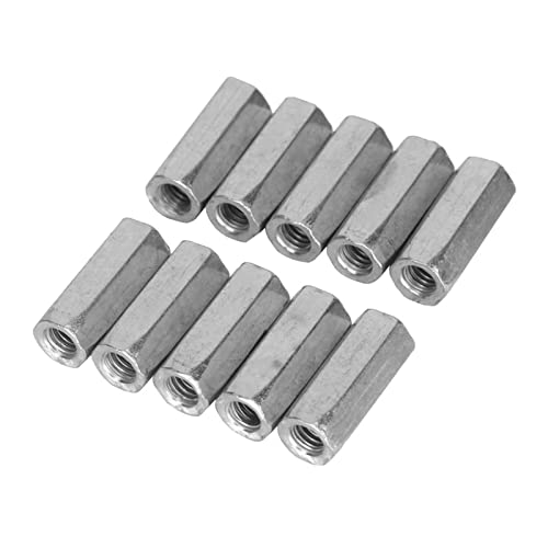 M6 Long Rod Nut Hex Nut Vrouwelijke draad recht passen Hexagon Bar Threaded Rod Rod Studding Hex Zink Platte 10 st (M6 * 25)