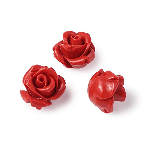 50 st. Red Rose Cinnabar kralen Detail gesneden bloem spacer kralen 10mm Rose bloemblaadjes Link Charms kralen voor Valentijnsdag sieraden het maken van bruiloft decoratie decoratie ambachten Hol