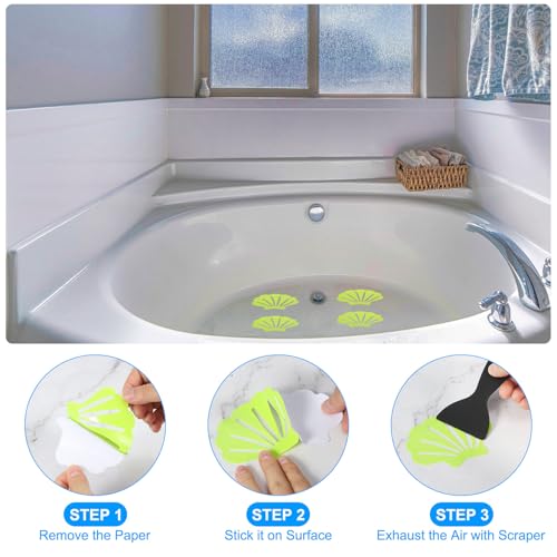 Non Slip Stickers voor Badkuip 90 x 6 cm, 12 stuks Beschermende douche Vloer anti-slip Stickers met lijm Stickers Scraper voor Badkuip, Douche, Vloertrappen, Transparant 4