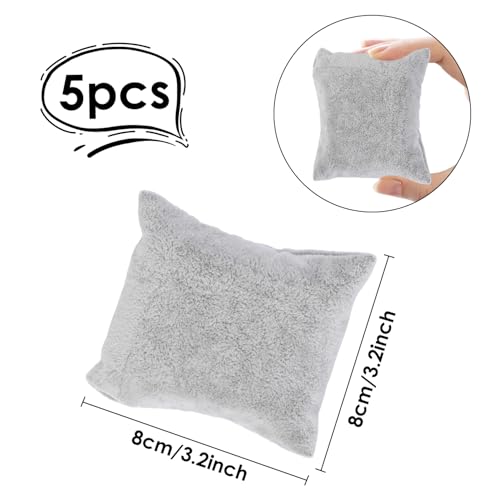 5 stuks Velvet armband kussens, 8 x 3,5 cm, sieraden Display Kussen, Horloge Bangle Kussens, Armband, Standaard Retailer houder, Gift Box, Boutiques, Trade Shows (Grey)