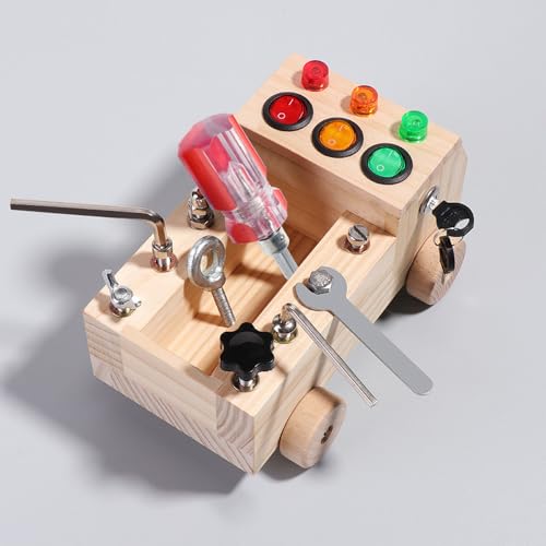 Montessori Schroevendraaierbord voor peuters - Educational Busy Board Speelgoed voor leeftijden 1-3 jaar - Motor Skills Development, Houten Activiteiten Board, Perfect voor