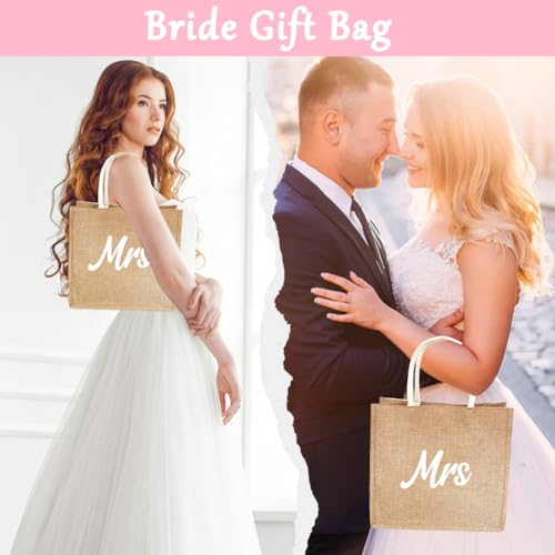 Bruidstas, Eenvoudige en Betrouwbare Jute Bag, Cadeautas voor Trouw, Verloving, Huwelijksreis, Geschikt voor Winkelen, Picknick, Strand en Vakantie, Bruin 5