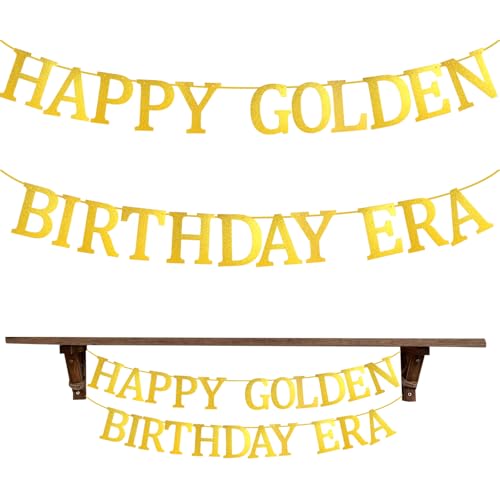 Gelukkige Gouden Verjaardag Era Banner, Voorgemonteerde Glitter Goud Verjaardag Banner voor Gold Party Decoraties Foto Accessoires Achtergrond