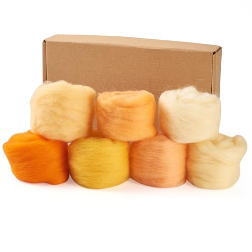 Wol Wanderen garen voor naald Villen Oranje Zachte Vezel Wol Supplies voor doe-het-zelver Hand Spinning Weven Beginners Volwassenen Handgemaakte Poppen Villen Dier Thanksgiving Herfst 35