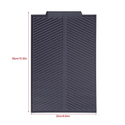 Rechthoekige Drain Mat Drying Mat Siliconen Materiaal 39 * 25cm Warmtebestendig Antislipblad voor bars, restaurants, koffiewinkels, afwaspad (Grijs)