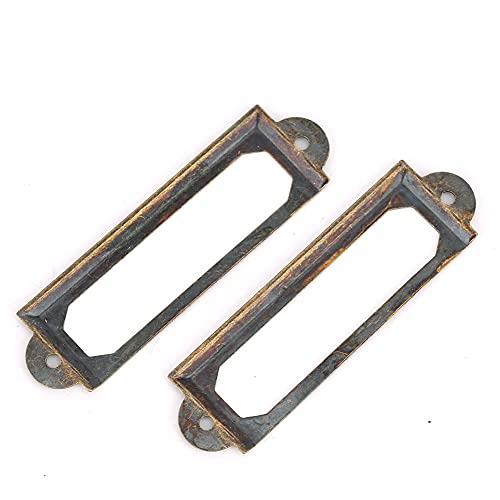20 stuks Retro metalen label houders 1x2 inch voor lade, messing bladwijzer Tags voor plateau en schoolbenodigdheden, DIY lade naamplaatjes, student accessoires 3