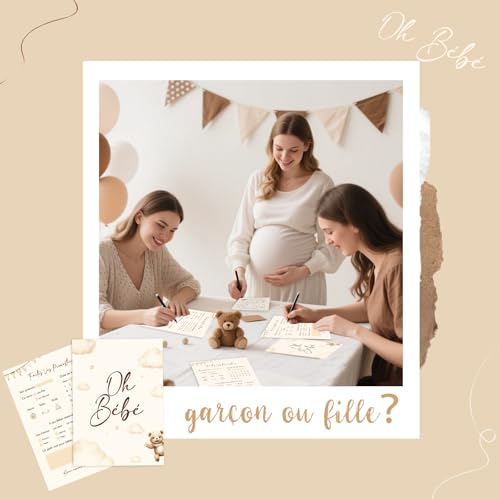 Baby Douche Spel Kaarten, 25 Baby Douche Kaarten met Franse Zeggen, Baby Party Kaarten voor het vullen, Baby Douche Party Games voor jongens en meisjes 3