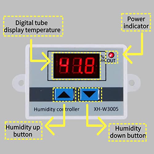 XH-W3005 Digital Hygrometer Switch Controller Humidity Sensor 0~99% RH 12V/24V/220V(12V) 4