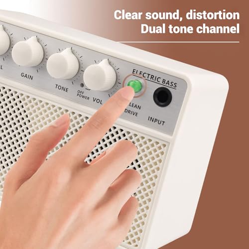 MINI BASS AMP 10W Draagbare oplaadbare elektrische basversterker, Stijlvolle praktijkversterker met Dual Channel, Deep Bass Tone Draadloze BT AUX Input, hoofd 3