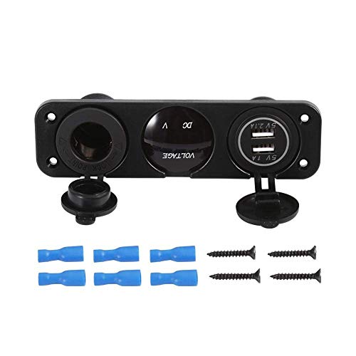 auto dubbele USB-lader poederadapter waterdichte auto boot 3 gat panel USB-lader sigaretaansteker voedingsadapter bus blauw LED voltmeter Electronic Accessoires 4