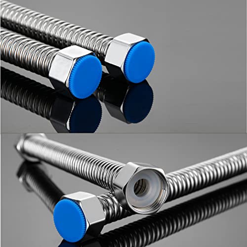 2 stuks G1/2" x G1/2" roestvrijstallen gegolfde huizen, 60 cm flexibele buisverbinding, buigbaar en bewaard zijn vorm, anti-burst waterpijp voor keuken badkamer 3