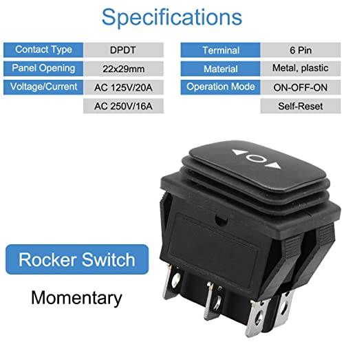Torque Switch Polariteit achteruit Motor Schakelschakelaar DC12V 10A Boat Connection Control ON/Off/ON DPDT Switch met draad, 2PCS 6 Pin Waterdichte knopschakelaar voor RV