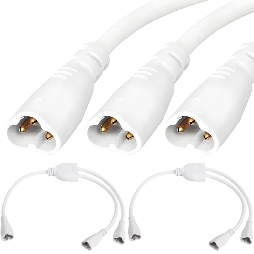 T5 T8 LED-splitterkabel, 3-pins LED-draadbuisconnector 1 mannelijke naar 2 mannelijke verlengkabel voor plafondlampen, geïnntegreerde buislampvoet (2 stuks)
