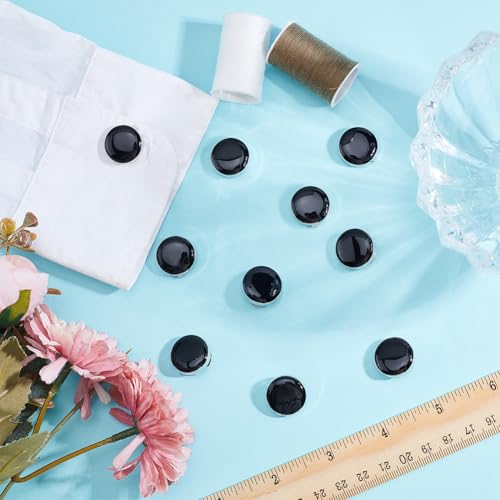 Verpakking van 10 messing knophoesjes, sleeve knoppen, cover platte ronde knopjes, cover afneembare shirt, knoopjes, knoppen sieraden voor kledingpak, Tuxedo Shirt Accessoires, Platinum, 3,3 x 1,8 4