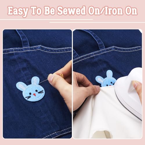 120 st. Konijn hoofd naaien op patches, diverse cartoon konijn konijn geborduurd ijzer op kleding Patches Appliques voor kostuum decoratie reparatie 5