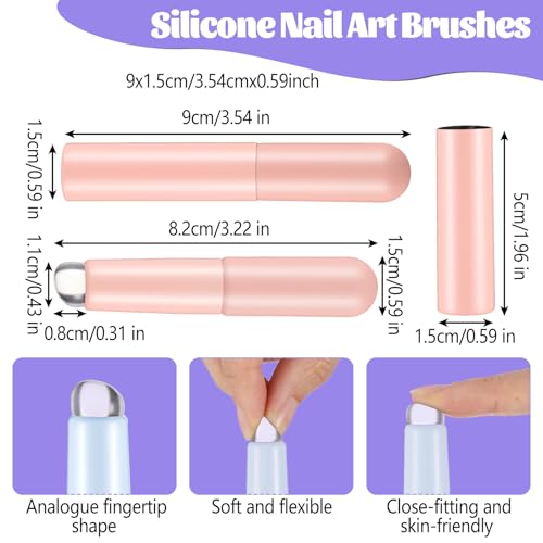 3 Stukken Siliconen Nagel Art Rendering Tools, Multifunctionele Nail Brush, Ombre Lip Brush, Make-up Brush, Herbruikbare Nail Art Brush, Nail Polish Brush voor UV Gel Valse Nails 3