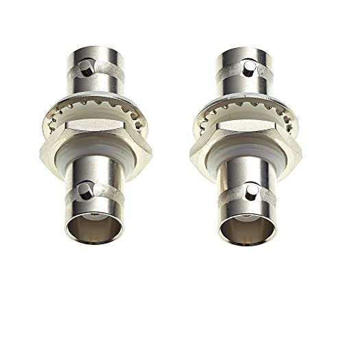 BNC Socket naar BNC Socket Panel Mount Adapter - 50-ohm, White Isolerende Bushes, Vrouwelijke Bulkhead Connector, Coaxiale Coaxiale Kabel Adapters voor CCTV - Pak van 2