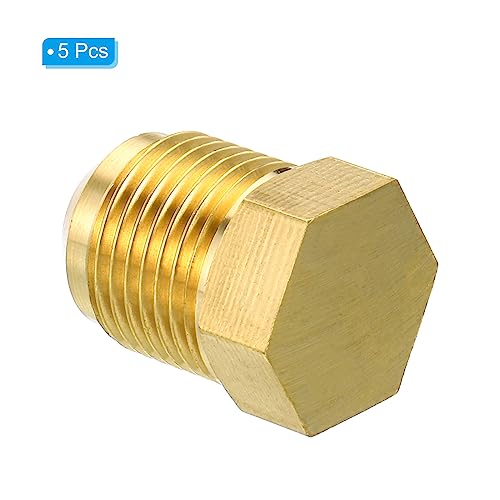 Man 1/2" messing Seal Cap 5 Pack SAE Torch Tube Fitting 45 Degree Hex Pipe Fittings voor Airconditioning Koeling 3