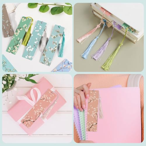 12st Flower Branch Papier Bladwijzers Chinese stijl Vintage Boek Marker met Tassels voor mannen Vrouwen Boek Lovers Stationery Boekenlezing 4