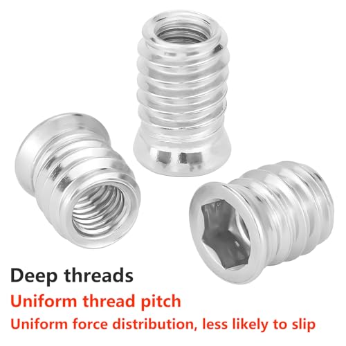 25 st Thread Nuts, M6 x 15mm Hout Thread Insert, Hex Noten voor houten meubelen, Countersunk Carbon Steel Hex Schroef 5