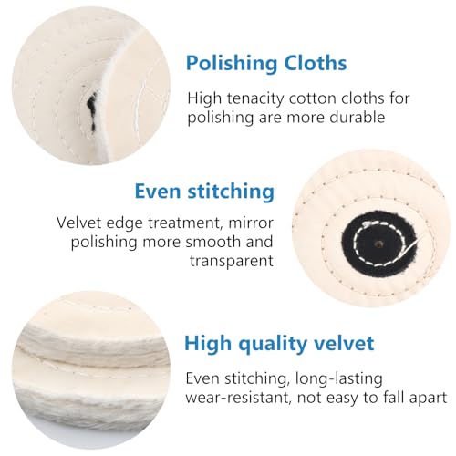 Verpakking van 2 150 mm Polishing Disc, Katoenen Kleding Polishing Schijven voor Bankschuurgereedschappen, Bank Buffers, Roestvrij staal, Chrome (Wit, 50 lagen) 3