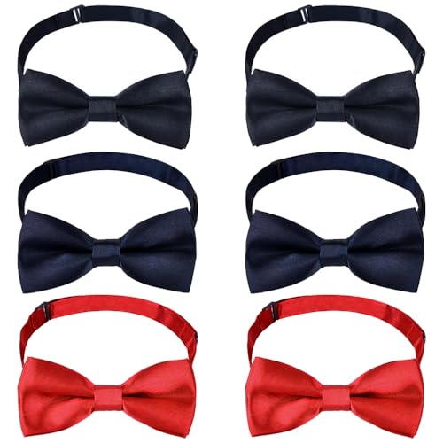 6 stuks Heren Bow Ties Neck Tie Satin Tuxedo Formal Classic Pre-Tied Bow Tie Solid Color Verstelbare Clip op Pre-tied voor partijen bruiloft feest banket