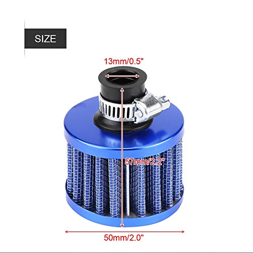 12mm Universele auto Klem op koude lucht Inlaatfilter Kit, Auto lucht Inlaatfilter voor Scooter Atv Dirt Pit Fiets Motorfiets Crankcase Vent Cover adem (blauw) Auto interieur en externe wijziging 3