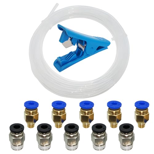 Teflon slang Transparante 5 m PTFE slang met 5 PC4-M6 en 5 PC4-M10 + 1 Snijder voor PTFE buisplug Connector 3D printer 1,75 mm GRANEN