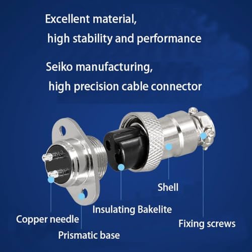 2st GX12 7 Pin Aviation Plug, Ronde Metal Aviation Plug, M12 Diamond Flange GX12 Man Female Connector 7 Pin Panel Mount Cable Connector 4
