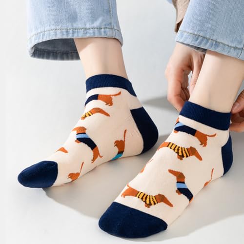 Vrouwen Sokken Katoen 7 paar Wekelijkse Grappige Sokken met Honden Motief Comfortabele Katoenen Sokken voor Vrouwen, Maat 39-42, Multiverpakking, Multi-Kleur., Meerkleurig., 39-42 4