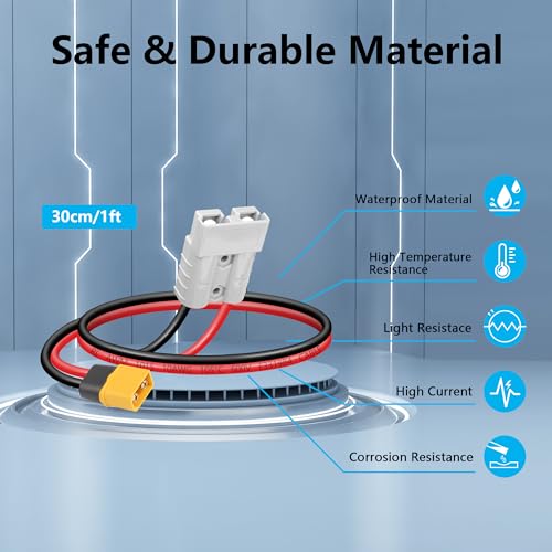 50 Amp 600V 10 AWG ADS Batterijadapter Kabelplug met XT60 Plug (30cm XT60 Plug) 4