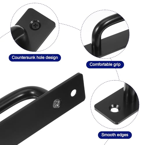 Barn Door Handle, 2 stuks Legering handvat schuifdeur handvat schuifdeur handvat met plate kast deur handvat zwarte handgrepen voor deurkast Keukenmeubels Tuin Gate schuur kabinet deur 3