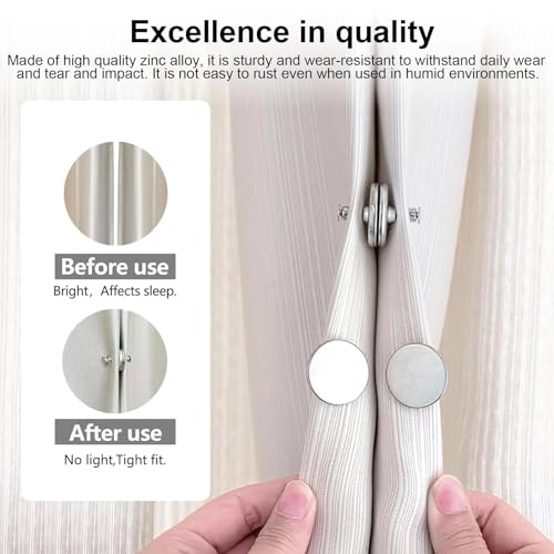 Verpakking van 10 magneten voor gordijnen, 20mm gordijn Magneetronde met Stickers, Rustvrije gordijnen Accessoires, Zilver, voor Slaapkamer, Woonkamer, Eetkamer, Badkamer, Kantoor 4