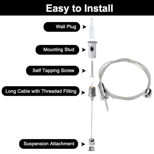 10 stuks installatie Kit voor kabelhangen, 1.5mm x 1m Roestvrij staal hangende kabel, Roestvrij staal draad touw voor Plafond stijl, verstelbare hangkabel, verstelbare roestvrij staal draad touwen 4