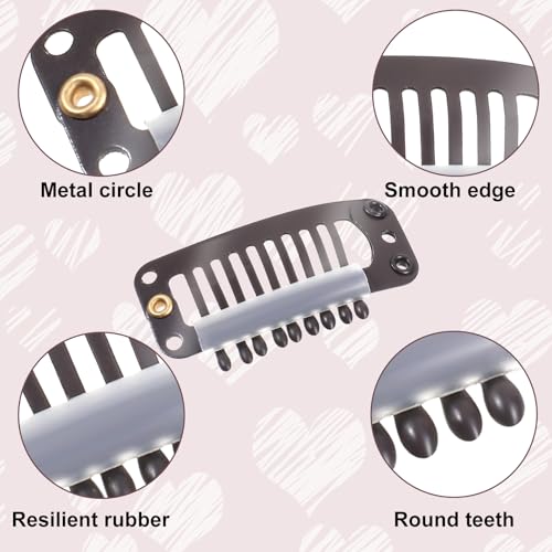 30 st Haarverlengstukjes, Comb Snap Pruikenklem 32mm 9 Tanden Bruin Pruiken Accessoires Gereedschap voor Vrouwen Pruiken Haarverlengstuk DIY 3