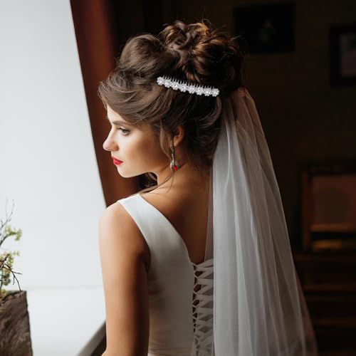 Set van 4 Zij-Rijnsteen Kammen, Crystal Flower Haar Klips voor Vrouwen, Haar Accessoires voor Bruid, Bruiloft, Hoge kwaliteit Legering sieraden Combs voor speciale gelegenheden (Zilver 4