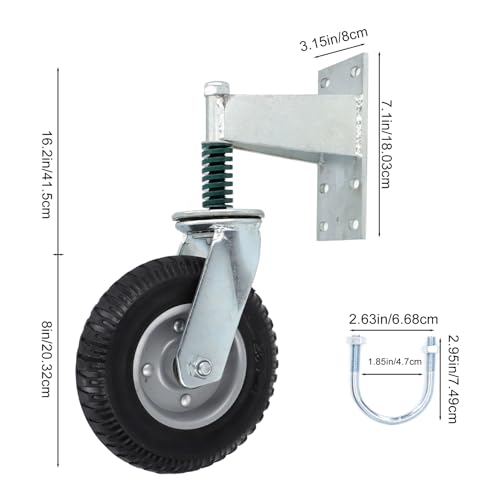 Gate Wheel 8 Inch 600 Lb laadcapaciteit Hoge koolstofstaal en Rubber Gate Roller Caster voor thuis boerderij (GREY) 3