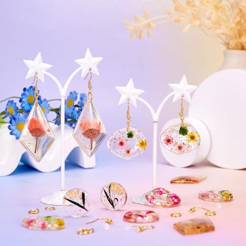 8 st Gedroogde Bloem Hars Bedels Transparante Gepersoneerde Bloemen Hangers Flat Ronde Oval Spring Plant Bedels met oorbellen Zoek voor oorbellen Vrouwen Ambacht sieraden DIY ketting, metalen hars, Nee