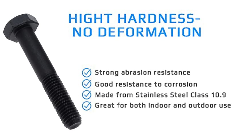 Hex Head Bolts Outside Corner M16X100 (Pack of 2) Half Thread Hex Bolts Class 10.9 Hoge treklegering Staal Zwart Mechanische Hex Head Schroeven Gecertificeerde Standaard DIN931 ISO 4014(16mm x 100mm) 3