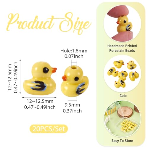 20 st Gele Eenden kralen 3D dier Keramische kralen 12mm Handgemaakt Porselein Spacer kralen voor sieraden armband vrouwen DIY oorbellen ketting ambachtelijke accessoire 5