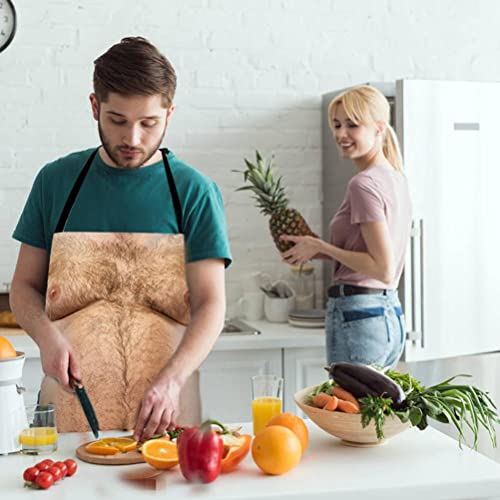 Grappig koken apron mannen, schattig apron, grappige barbecue apron, keuken grill grappig afdrukken apron 3D buik koken apron creatieve apron voor grap 5