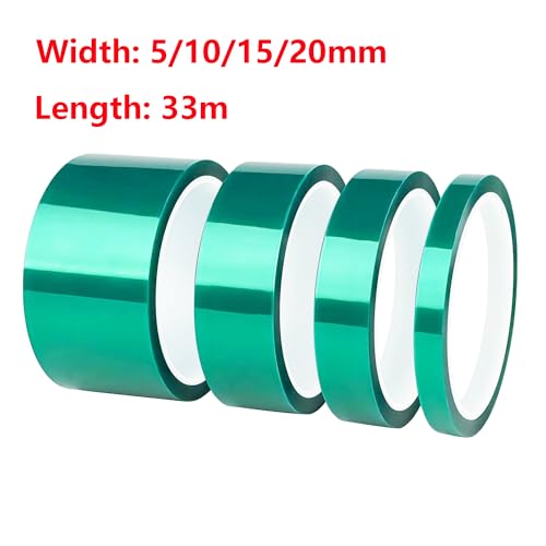 1 Roll hittebestendig plakband, 15mm x 33m, hoge temperatuur PET tape voor Solderen, Circuits, Groen