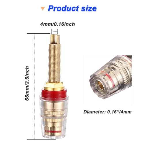 Robuuste 5 Way Banana Plugs 4mm 24K Gold Plated Brass Geïsoleerde Banana Plugs voor luidsprekerversterker met sleutel (4 Pack) 3