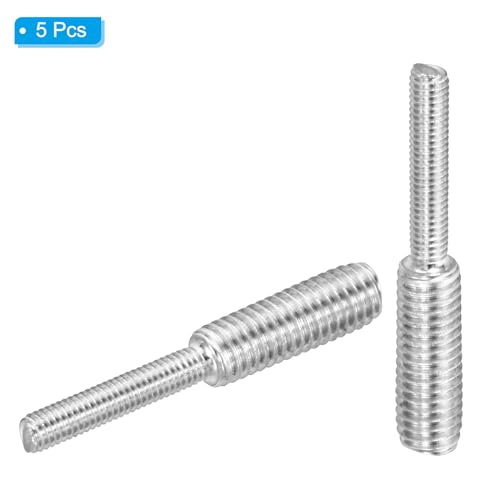 M3 x M5 x 30 dubbele schroefstaafbouten, 5 stuks rosvrij staal 304 schuurdraadverloopadapter voor meubelbeslag, lengte 31 mm 3