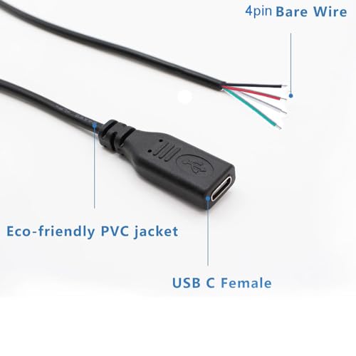 10st USB C-verbindingskabel, USB C-plug, Solderen, 28 AWG, 5V, 2A, 4 Wire USB C-uitbreiding Kabel voor geïnstalleerde USB C apparaten of DIY vervangingsreparatiekabels 3