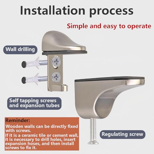 2 st Glazen Plankhouders, Glazen Plank, Wandmontage, Verstelbare Glazen Plankhouder, Zinklegering, Glashouder voor 3-18mm Dik glas 3