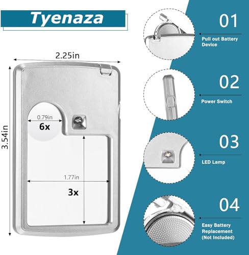 4B-3 Credit Card Vergrootglas met LED licht zak vergrootglas 3X 6X lens met lederen behuizing